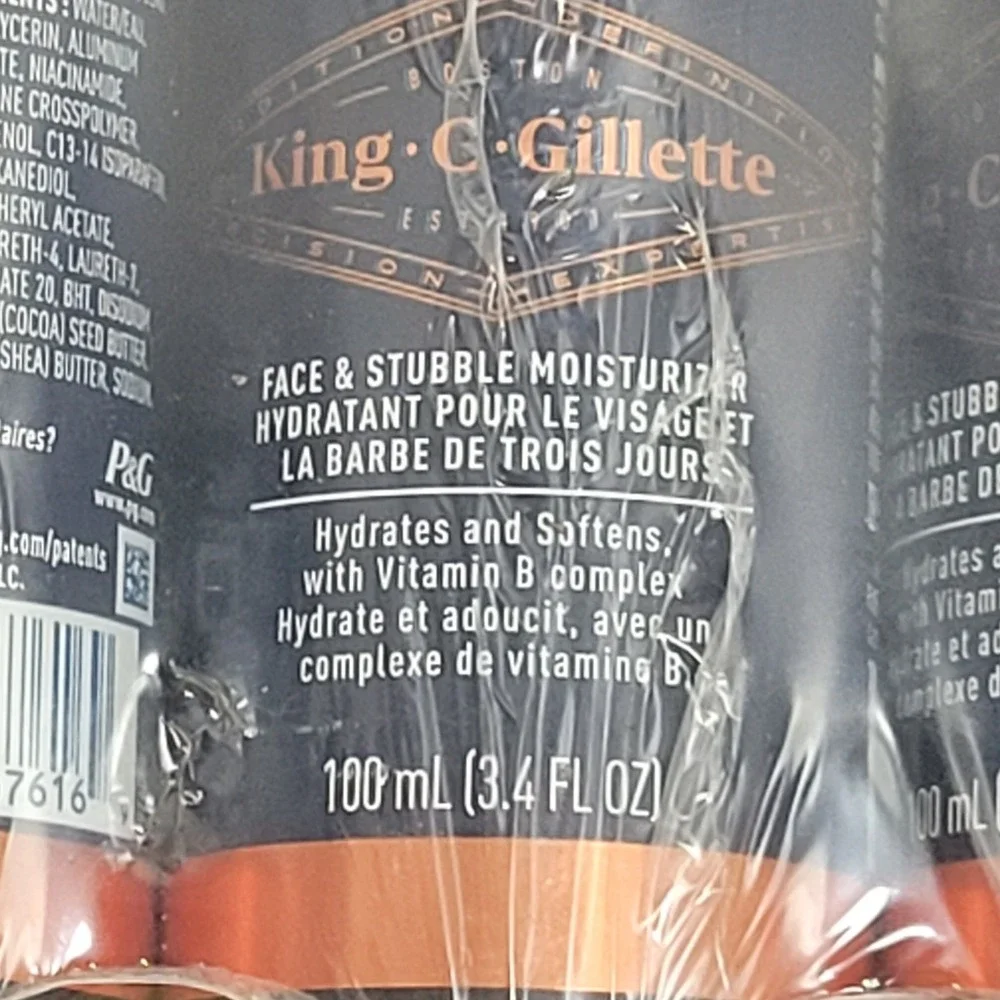 King C Gillette Mens Face & Stubble Moisturizer 3.4 oz Lot of 3 Vitamin B